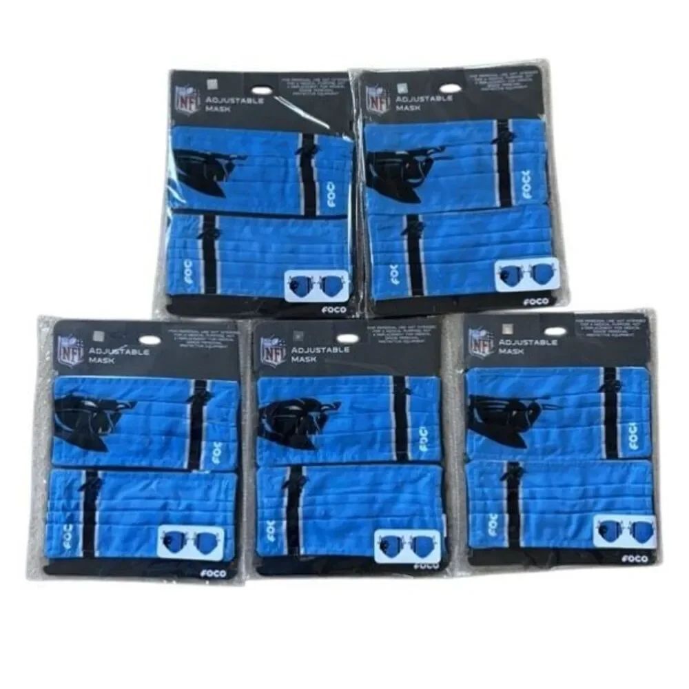 FOCO NFL Carolina Panthers Adjustable Masks Five Packs Of 2 *Read*